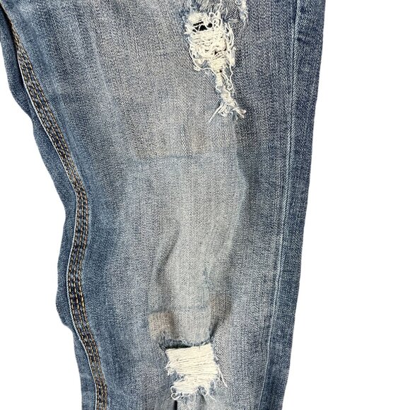BKE Jake Jeans Mens 30L Loose Baggy Distressed Faded Grunge Ripped Torn Trashed - Picture 5 of 14